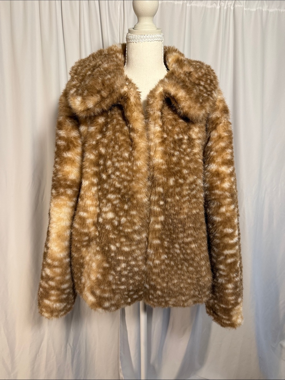 wild fable Tan Spotted Faux Fur Teddy Jacket